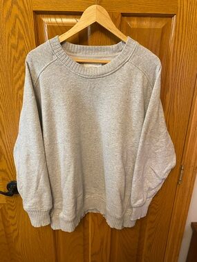 aerie Oversized Lightweight Gray Crewneck Sweatshirt